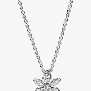 Pandora Silver Flower Pendant Necklace